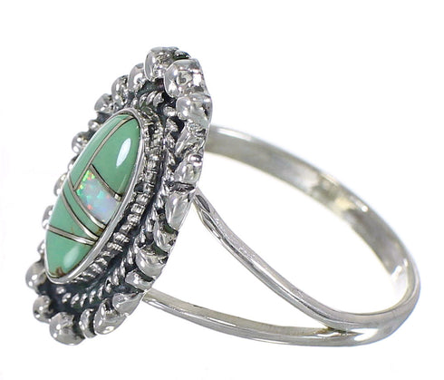 Sterling Silver Southwest Turquoise Opal Inlay Ring Size 6-3/4 QX85925
