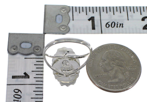 Sterling Silver Southwest Turquoise Opal Inlay Ring Size 6-3/4 QX85925