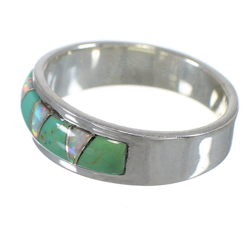 Southwest Sterling Silver Turquoise Opal Inlay Ring Size 7-3/4 QX85946