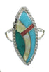 Southwestern Multicolor Silver Ring Size 6-1/2 YX84015