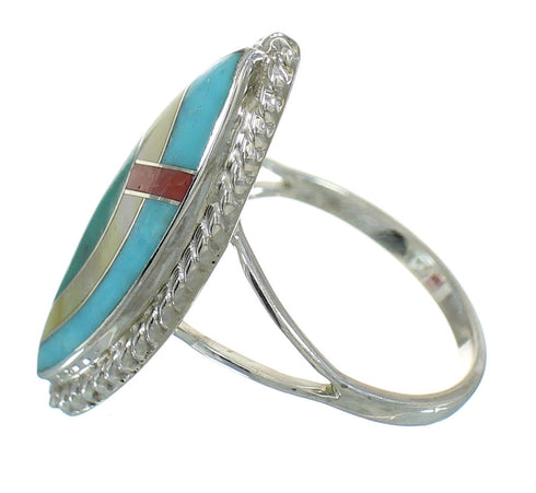 Southwestern Multicolor Silver Ring Size 6-1/2 YX84015