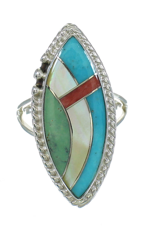 Southwest Multicolor Authentic Sterling Silver Ring Size 5 YX84032