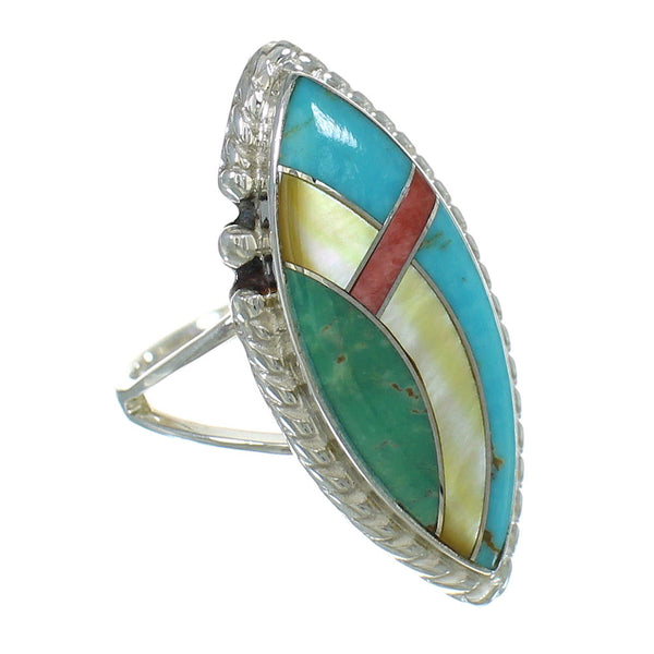 Southwestern Multicolor Authentic Sterling Silver Ring Size 4-1/2 YX84034