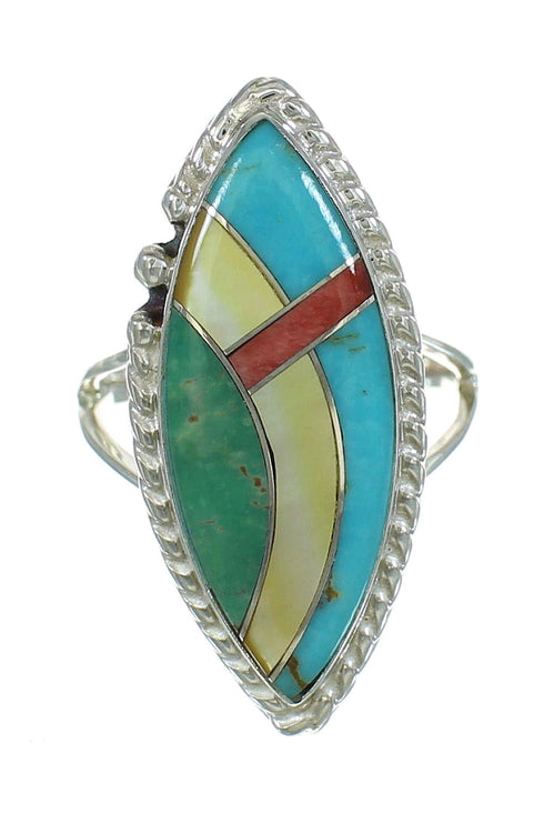 Southwestern Multicolor Authentic Sterling Silver Ring Size 4-1/2 YX84034