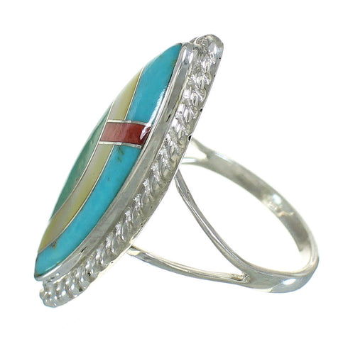 Southwest Multicolor And Silver Ring Size 5-1/2 YX84036