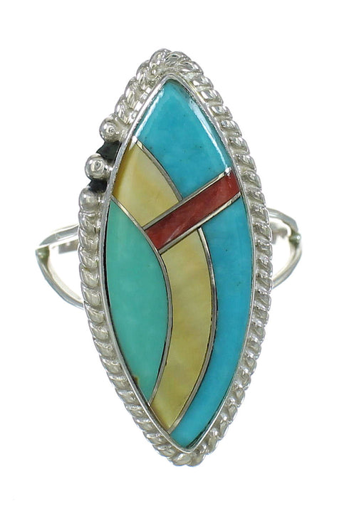 Southwest Multicolor And Genuine Sterling Silver Ring Size 6 YX84045