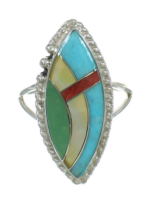Southwestern Multicolor And Authentic Sterling Silver Ring Size 8-1/2 YX84051