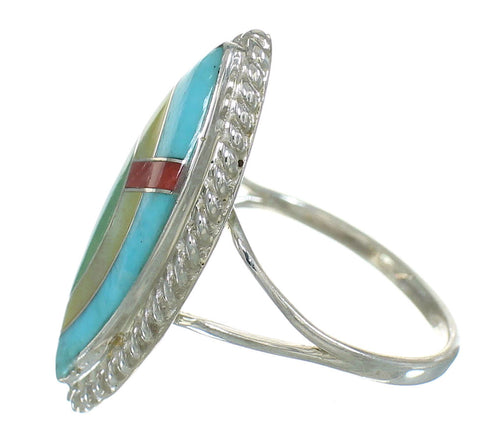 Southwestern Multicolor And Authentic Sterling Silver Ring Size 8-1/2 YX84051