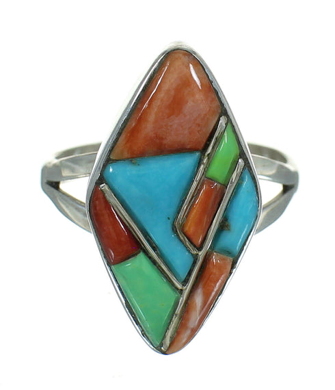 Sterling Silver Multicolor Whiterock Ring Size 8 YX84066