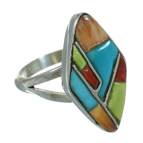 Authentic Sterling Silver And Multicolor Whiterock Ring Size 8-1/4 YX84107
