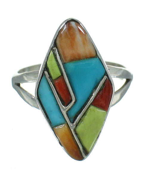 Sterling Silver And Multicolor Whiterock Ring Size 7-1/2 YX84101