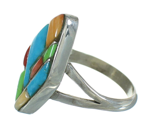 Multicolor And Genuine Sterling Silver Whiterock Ring Size 6-3/4 YX84136