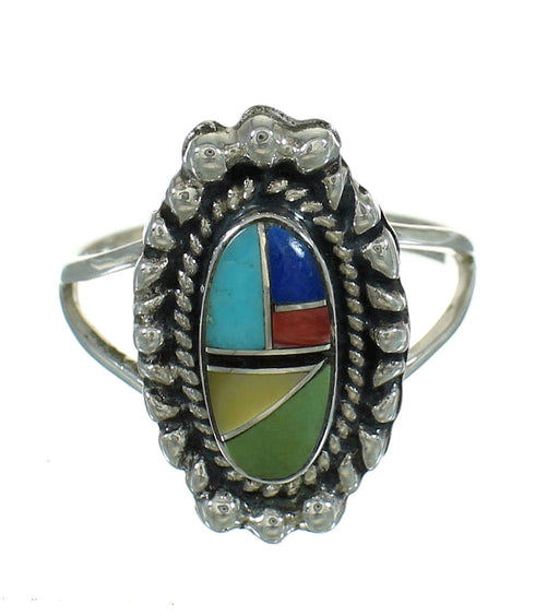 Multicolor Silver Southwestern Ring Size 7-1/2 YX84189