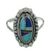 Silver Southwestern Multicolor Inlay Ring Size 7-1/2 YX84352