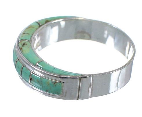 Turquoise Inlay Genuine Sterling Silver Ring Size 7-1/2 AX86635