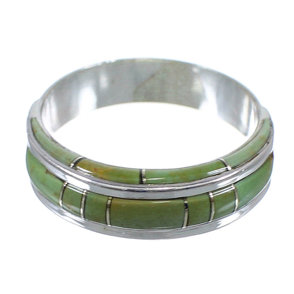 Silver Turquoise Inlay Southwestern Ring Size 7-1/2 AX86742