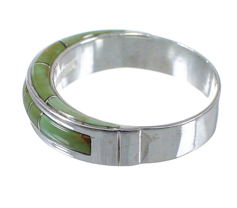 Silver Turquoise Inlay Southwestern Ring Size 7-1/2 AX86742