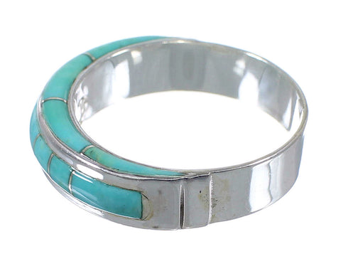 Turquoise Inlay Silver Southwest Jewelry Ring Size 5-1/4 AX86799
