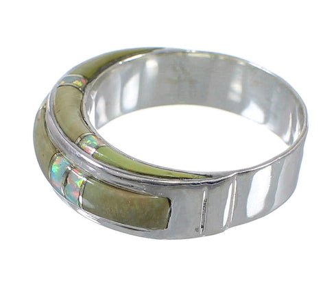 Turquoise And Opal Inlay Genuine Sterling Silver Ring Size 5 AX86845