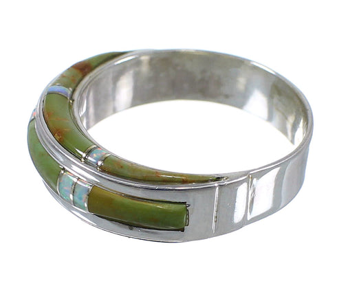 Southwest Turquoise And Opal Genuine Sterling Silver Ring Size 7-1/2 AX86854