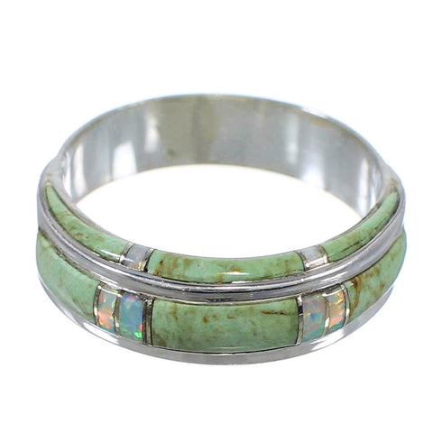 Southwestern Turquoise And Opal Sterling Silver Ring Size 4-1/2 AX86889