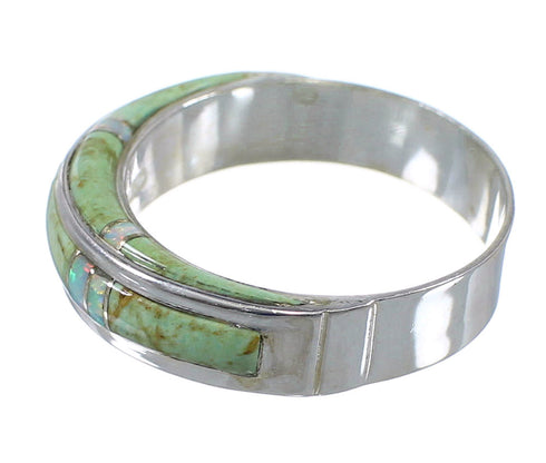 Southwestern Turquoise And Opal Sterling Silver Ring Size 4-1/2 AX86889
