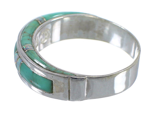 Turquoise And Opal Authentic Sterling Silver Ring Size 5-1/2 AX86898