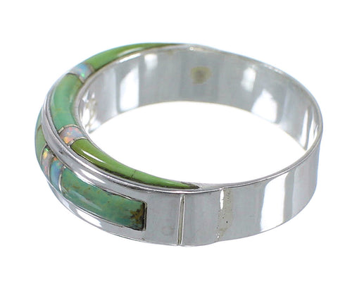 Turquoise And Opal Inlay Authentic Sterling Silver Ring Size 4-1/2 AX86900