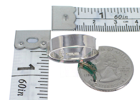 Opal And Turquoise Inlay Southwest Genuine Sterling Silver Ring Size 5-1/2 AX86939