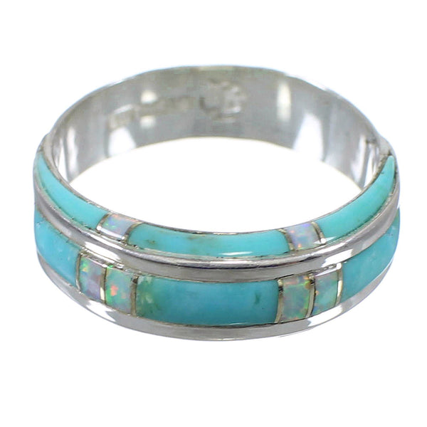 Opal And Turquoise Silver Jewelry Ring Size 5-1/4 AX87028