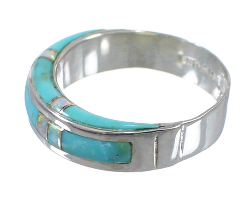 Opal And Turquoise Silver Jewelry Ring Size 5-1/4 AX87028