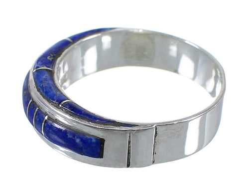 Lapis Inlay Authentic Sterling Silver Southwestern Ring Size 4-1/2 AX87084