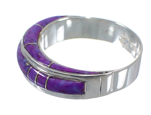 Southwest Silver Magenta Turquoise Inlay Jewelry Ring Size 7-1/4 AX87125