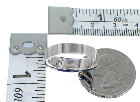 Lapis And Opal Inlay Sterling Silver Southwest Ring Size 5-1/2 AX87133