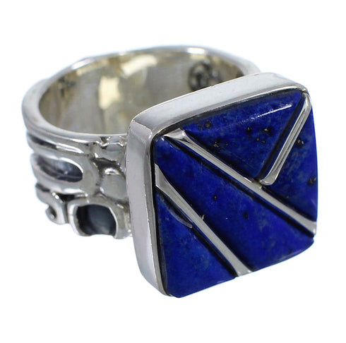 Genuine Sterling Silver Southwestern Lapis Ring Size 7-3/4 AX92397