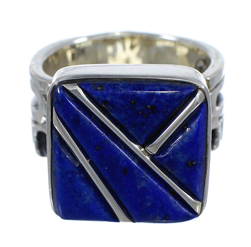 Genuine Sterling Silver Southwestern Lapis Ring Size 7-3/4 AX92397
