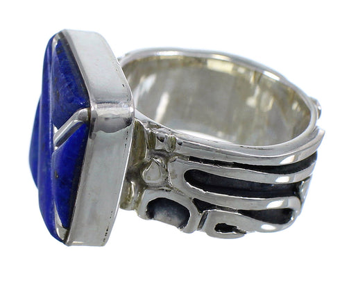 Genuine Sterling Silver Southwestern Lapis Ring Size 7-3/4 AX92397