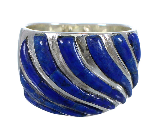 Authentic Sterling Silver Lapis Inlay Jewelry Ring Size 4-1/2 RX92204