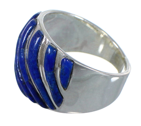 Lapis Inlay Genuine Sterling Silver Ring Size 7 RX92226