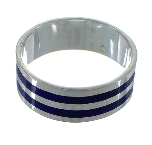 Southwest Lapis Inlay Genuine Sterling Silver Ring Size 6-1/2 RX92312