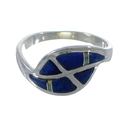 Genuine Sterling Silver Lapis Opal Inlay Ring Size 6-1/4 RX92335