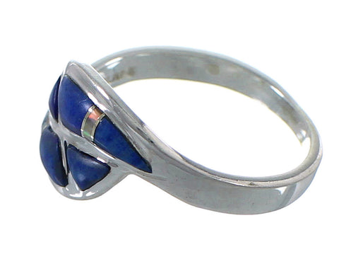 Southwest Sterling Silver Lapis Opal Inlay Ring Size 5-1/4 RX92330