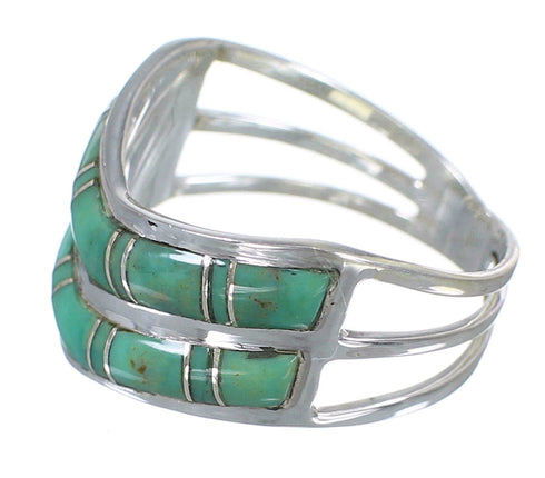 Southwestern Turquoise Genuine Sterling Silver Ring Size 7-1/2 YX92572