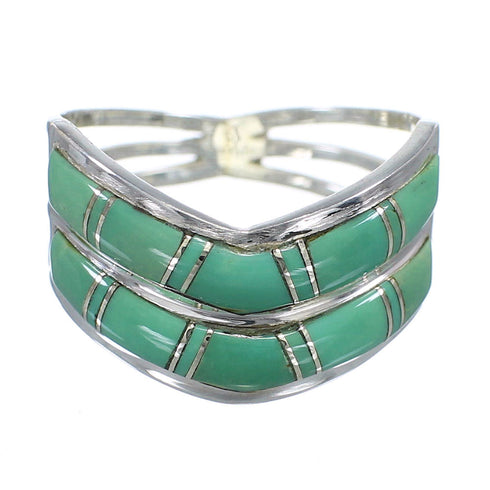 Southwestern Turquoise And Silver Ring Size 7-1/4 YX92583