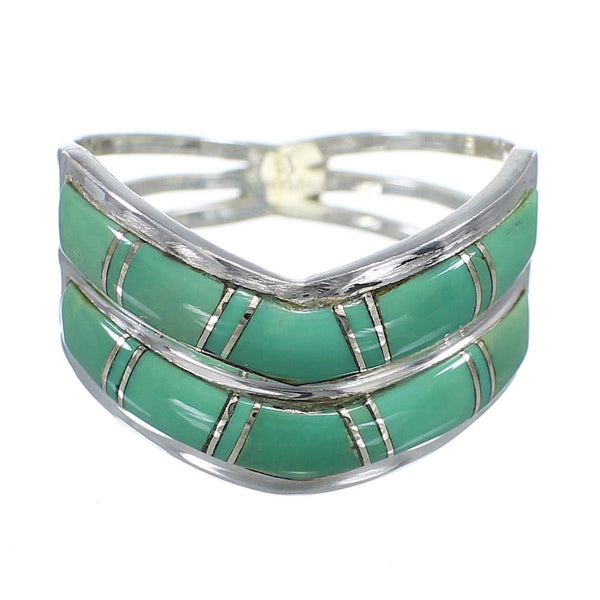 Southwestern Turquoise And Silver Ring Size 7-1/4 YX92583