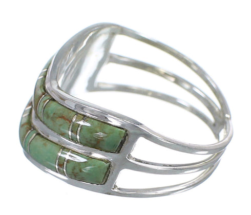 Southwestern Turquoise And Genuine Sterling Silver Ring Size 5-3/4 YX92591