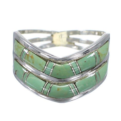 Southwestern Authentic Sterling Silver And Turquoise Ring Size 6-1/2 YX92656