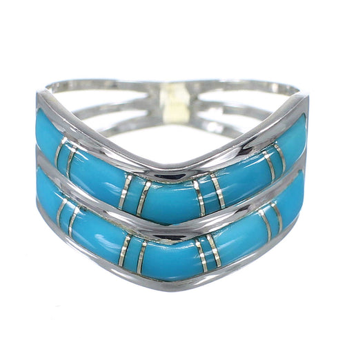 Southwest Genuine Sterling Silver Turquoise Ring Size 7-1/2 YX93066