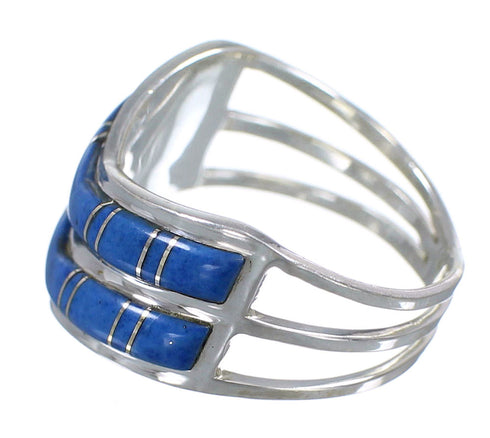 Authentic Sterling Silver Lapis Inlay Ring Size 7-1/4 FX93468