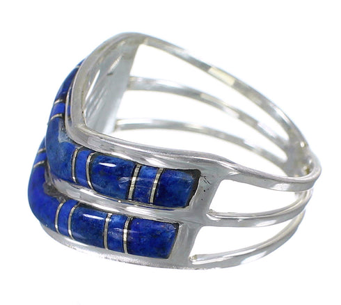 Authentic Sterling Silver Lapis Inlay Ring Size 8-1/4 FX93488